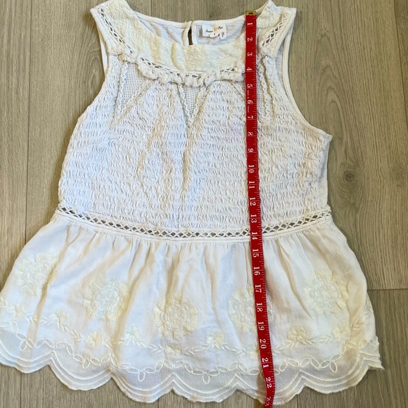 Anthropologie • Off White Meadow Rue Sleeveless Ruched T-Shirt Top Blouse - Picture 12 of 13